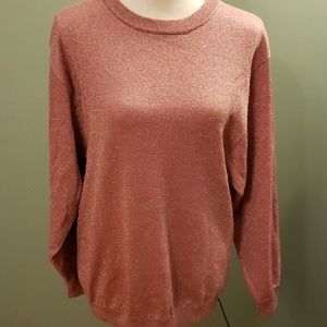 J Crew Pink Sparkle Crewneck Sweatshirt
